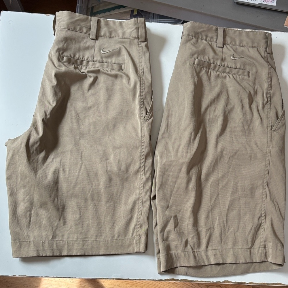 Nike Men’s Khaki Performance Shorts Size Medium 32 waist Bundle of 2